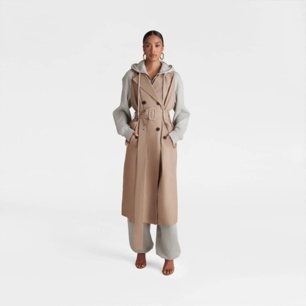 NWT! KBB by KAHLANA Target XL Extra Large The Sweatshirt Trench Coat Khaki Gray